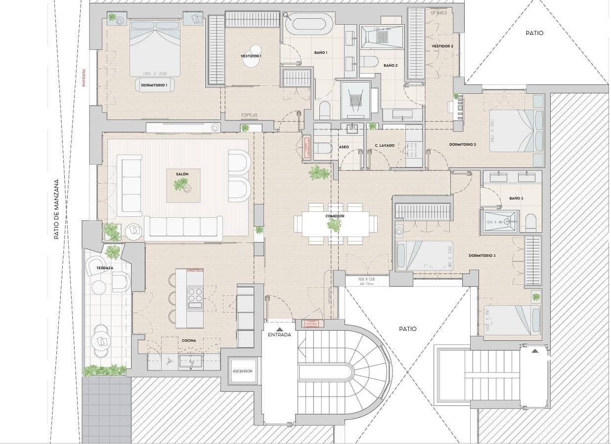 3 sypialnia Mieszkanie na sprzedaż w Miasto Madryt - 2 259 000 € (Ref: 8896854)