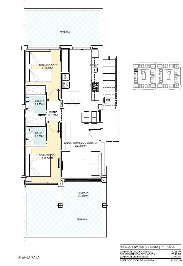 2 quarto Bungalow para venda em Los Balcones com garagem - 285 000 € (Ref: 9543827)