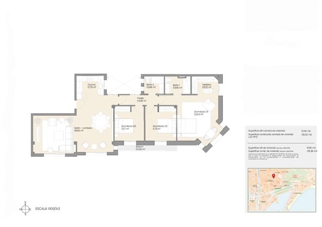 3 Zimmer Apartment zu verkaufen in Málaga Stadt - 975.000 € (Ref: 10155457)