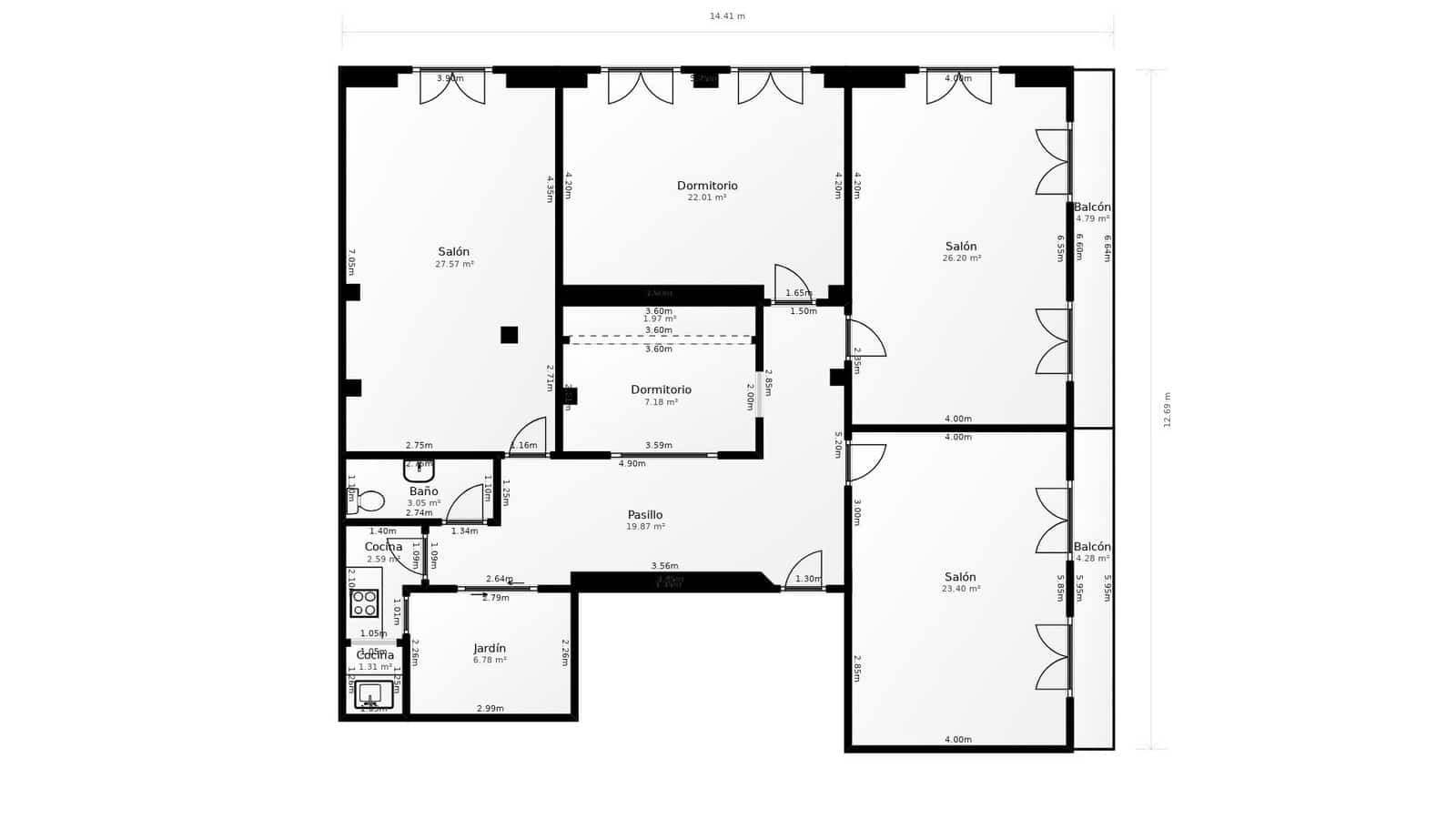 4 makuuhuone Huoneisto myytävänä paikassa Malaga kaupunki - 860 000 € (Ref: 9081729)