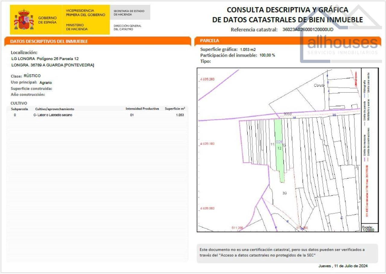 Undeveloped Land for sale in A Guarda - € 78,000 (Ref: 9417331)
