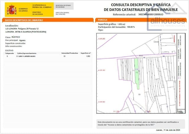 Undeveloped Land for sale in A Guarda - € 78,000 (Ref: 9417331)