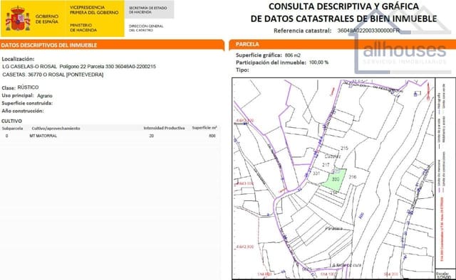 Undeveloped Land for sale in O Rosal - € 35,000 (Ref: 9417333)