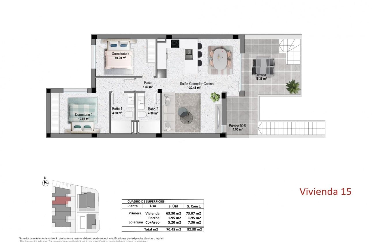 2 camera da letto Bungalow in vendita in Pilar de la Horadada con piscina - 314.900 € (Rif: 10023571)