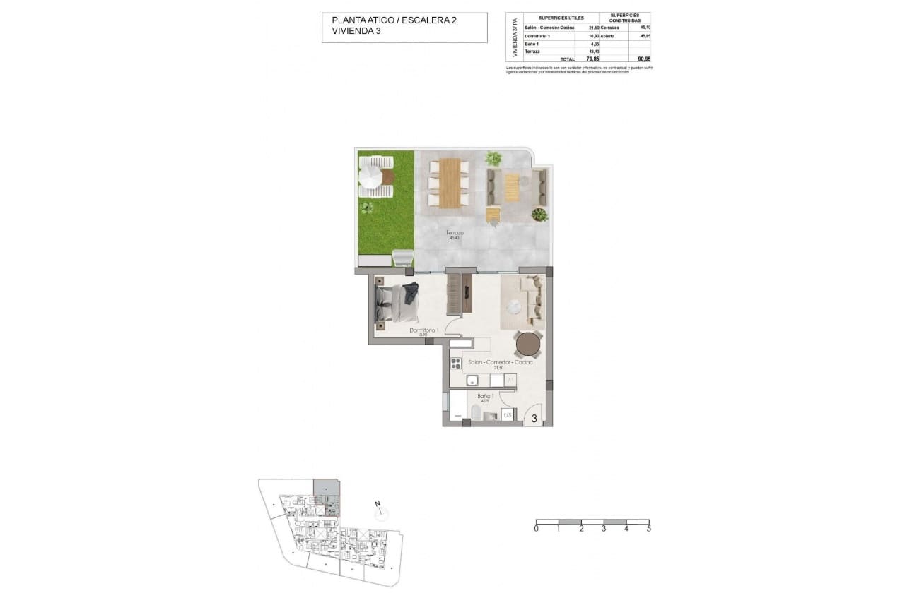 1 sypialnia Penthouse na sprzedaż w Santa Pola z basenem garażem - 285 000 € (Ref: 10162408)