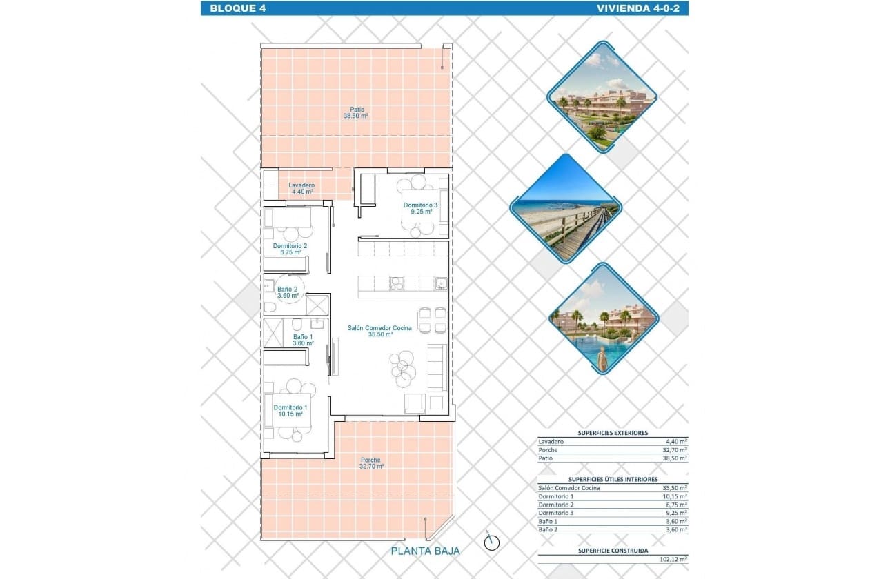 3 chambre Appartement à vendre à Pilar de la Horadada avec piscine garage - 329 900 € (Ref: 10162413)