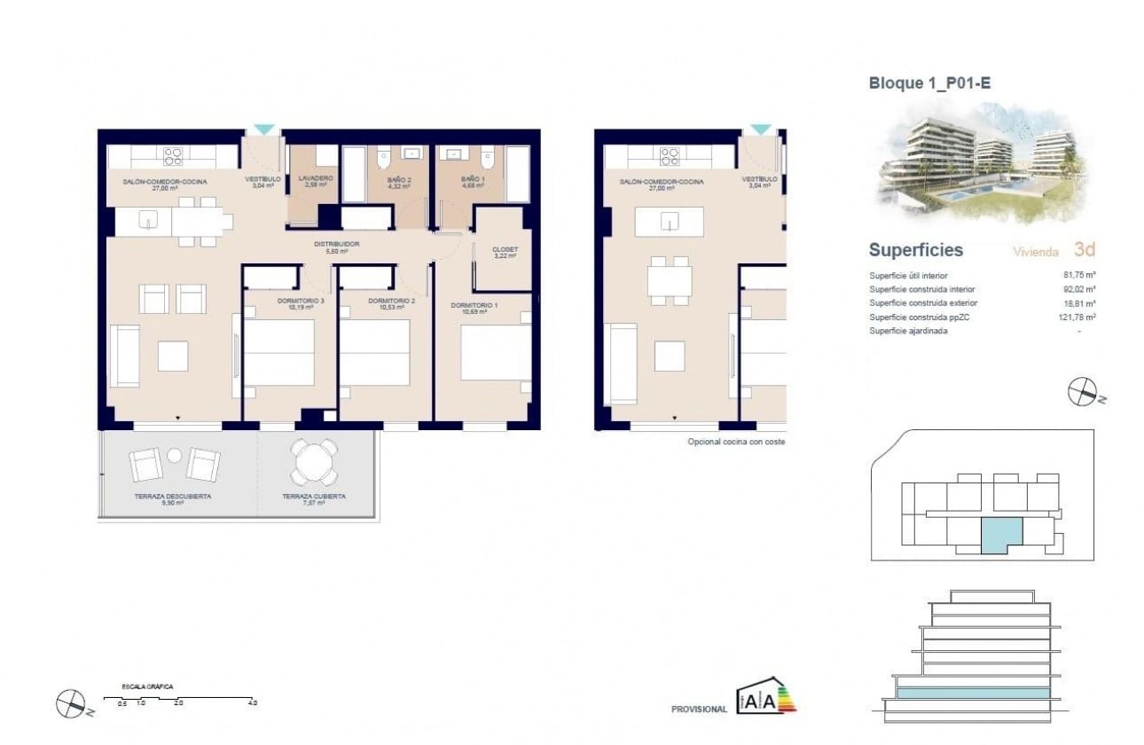 3 sypialnia Apartament na sprzedaż w La Villajoyosa / Vila Joiosa z basenem - 380 000 € (Ref: 9603222)