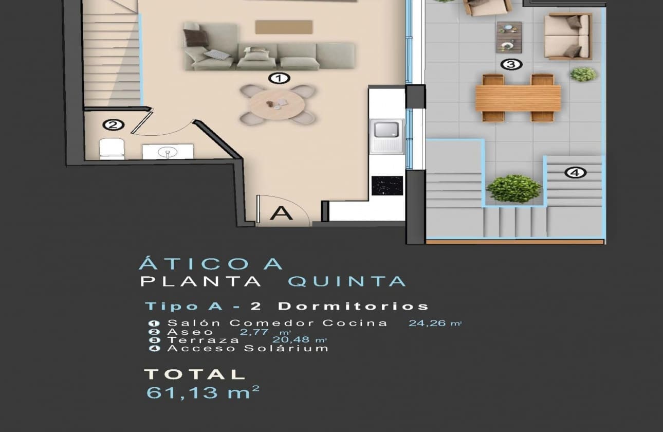 2 makuuhuone Kattohuoneisto myytävänä paikassa Torrevieja mukana uima-altaan - 412 000 € (Ref: 9635229)