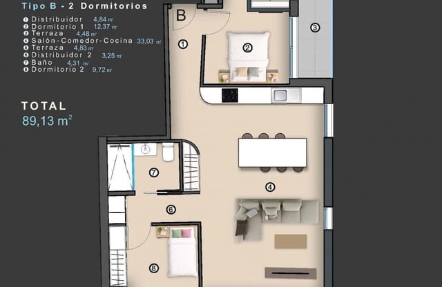 2 soveværelse Lejlighed til salg i Centro - Muelle Pesquero, Torrevieja - € 245.000 (Ref: 9635236)