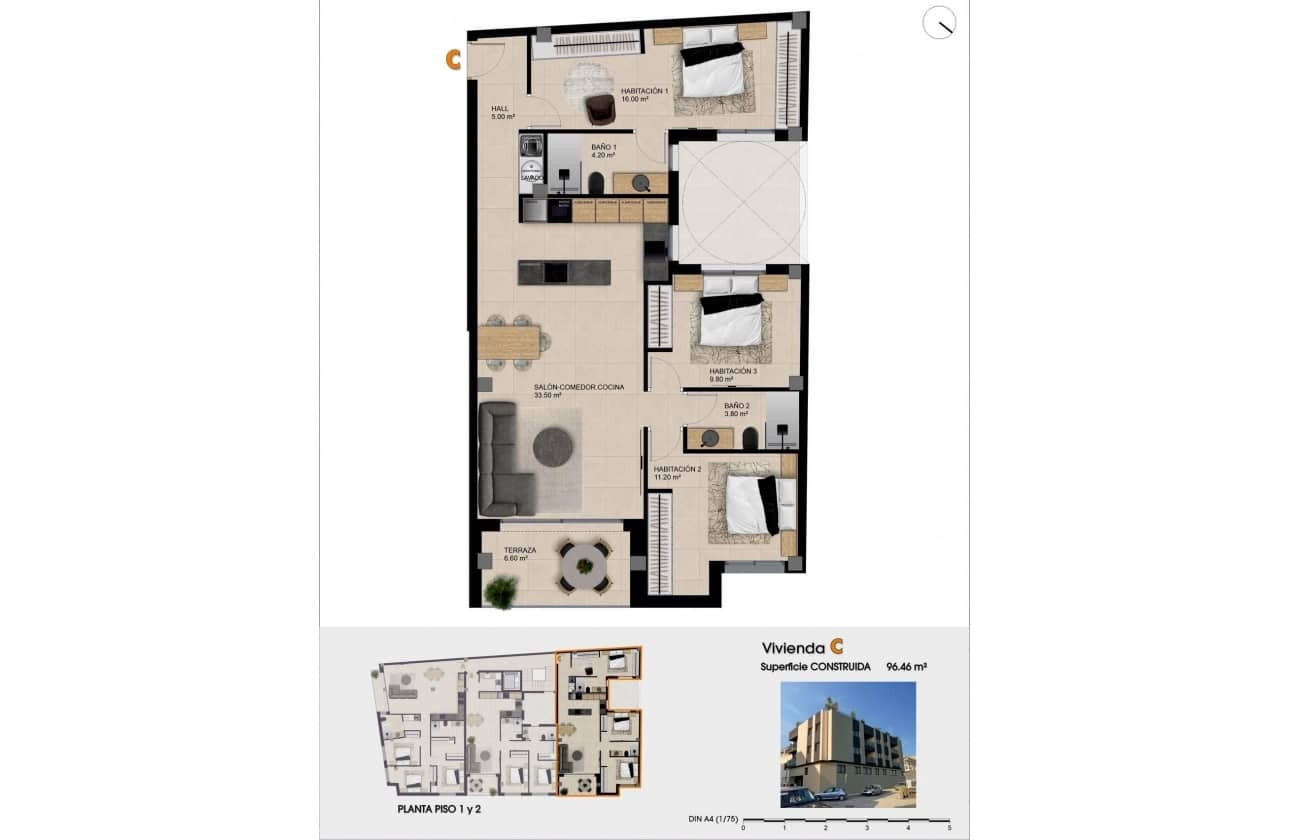 3 bedroom Penthouse for sale in Catral with pool - € 250,000 (Ref: 9693185)