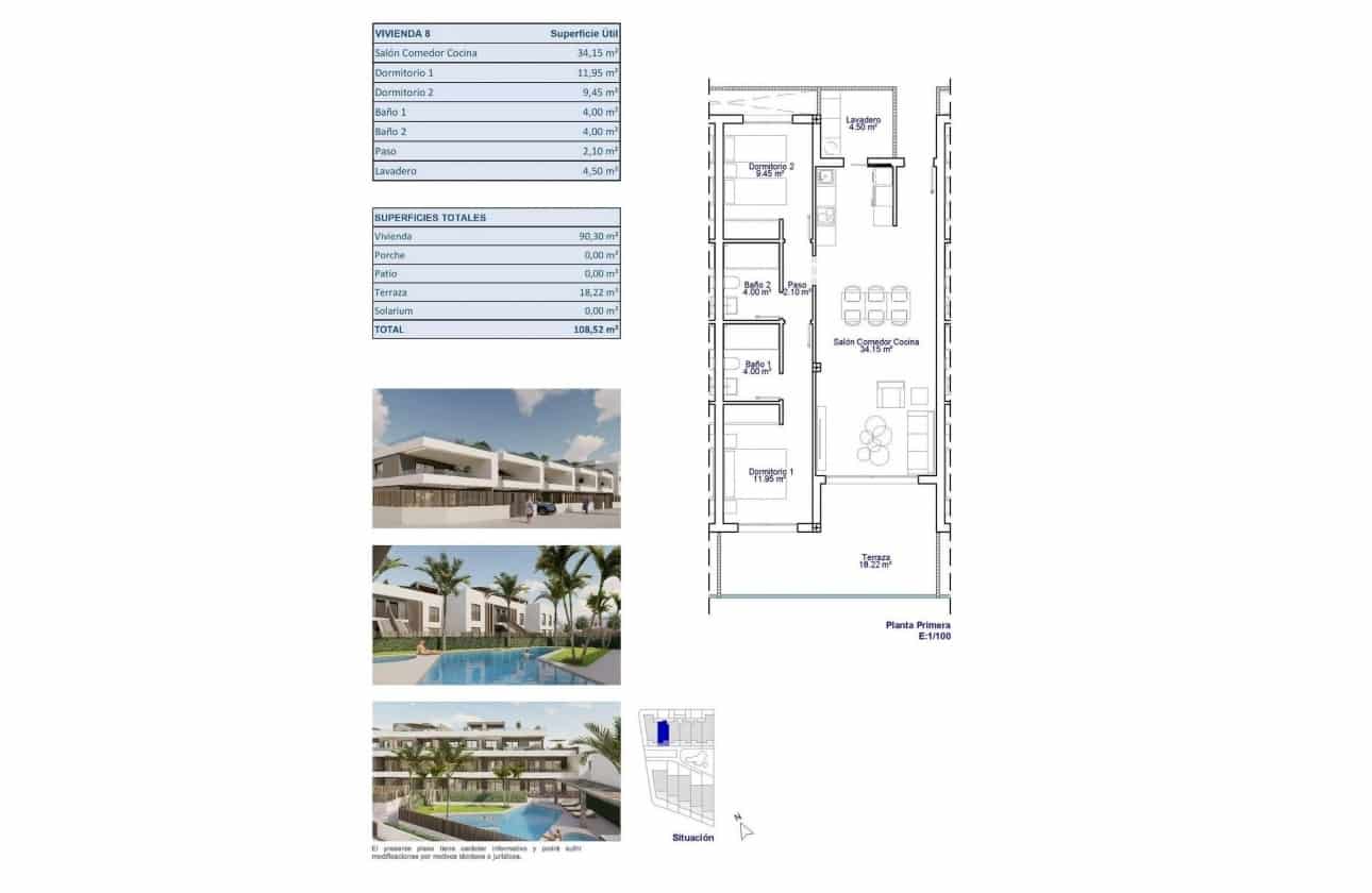 2 sypialnia Apartament na sprzedaż w Pilar de la Horadada z basenem - 295 000 € (Ref: 9693233)