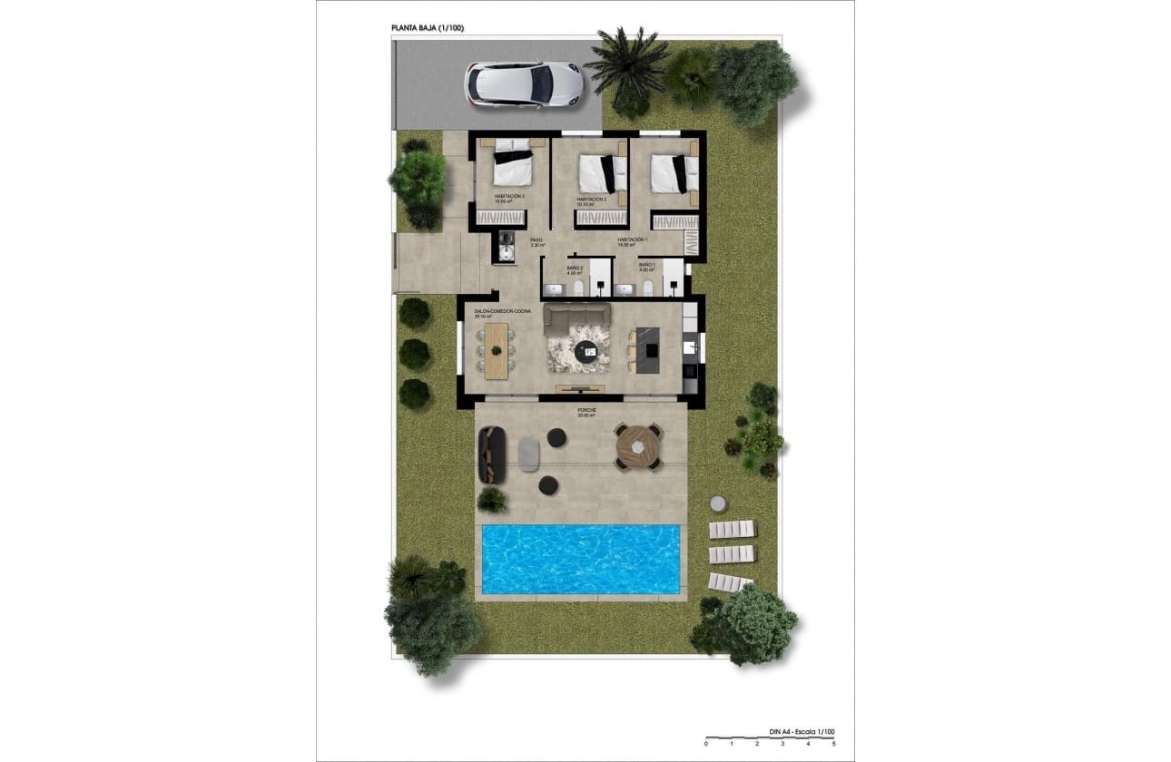 Chalet de 3 habitaciones en Hondón de las Nieves en venta con piscina - 355.900 € (Ref: 9740121)