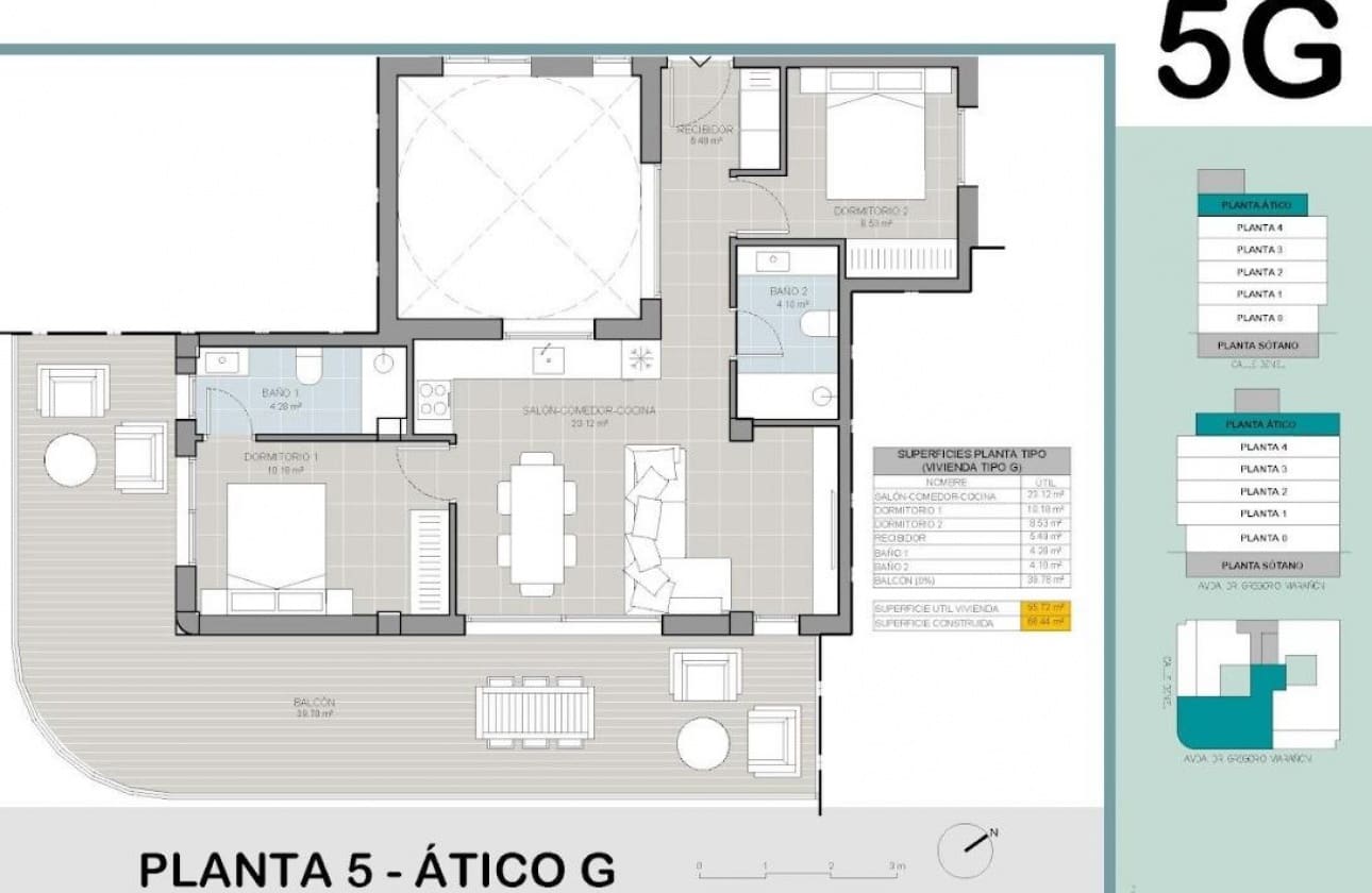 Ático de 2 habitaciones en Torrevieja en venta con piscina - 405.000 € (Ref: 9778677)