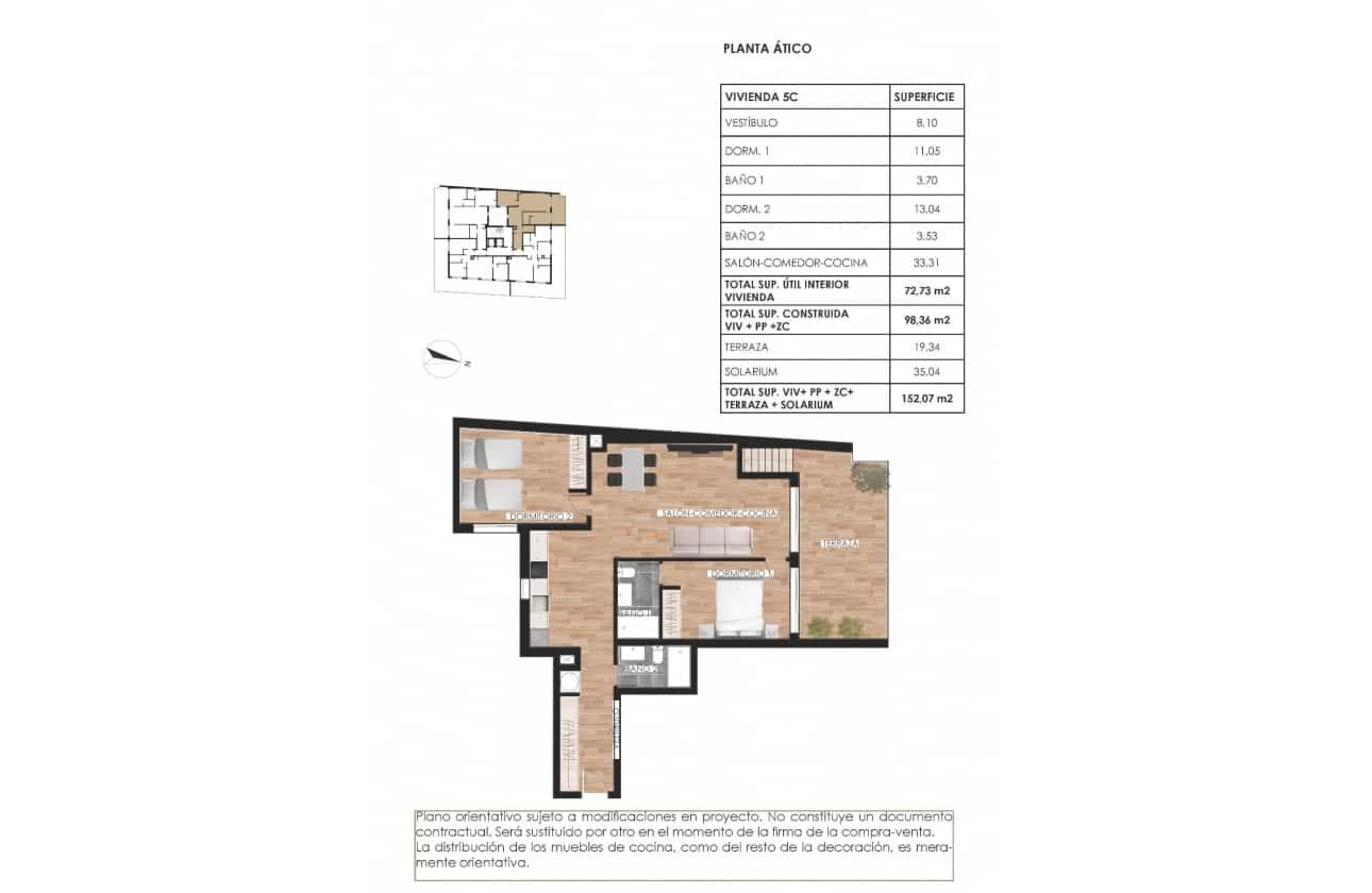 2 chambre Penthouse à vendre à Torrevieja avec piscine - 349 000 € (Ref: 9795123)