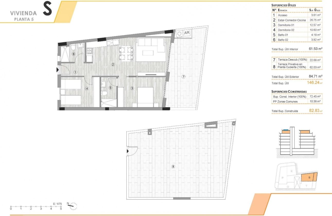 2 sovrum Takvåning till salu i Torrevieja med pool - 359 000 € (Ref: 9902144)