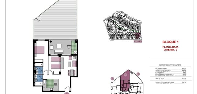 2 camera da letto Appartamento in vendita in Mil Palmeras, Pilar de la Horadada con piscina - 309.000 € (Rif: 9521544)