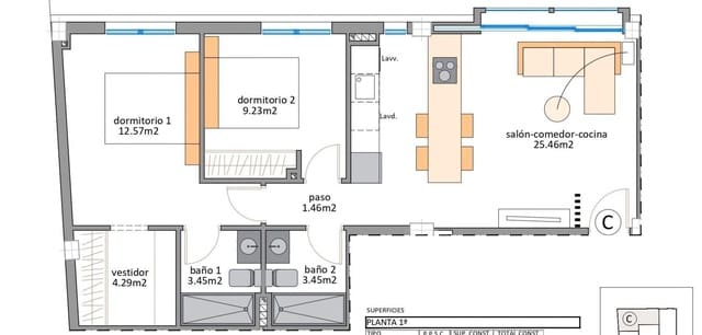 2 slaapkamer Appartement te koop in Lo Pagan, San Pedro del Pinatar met zwembad - € 235.900 (Ref: 9552330)