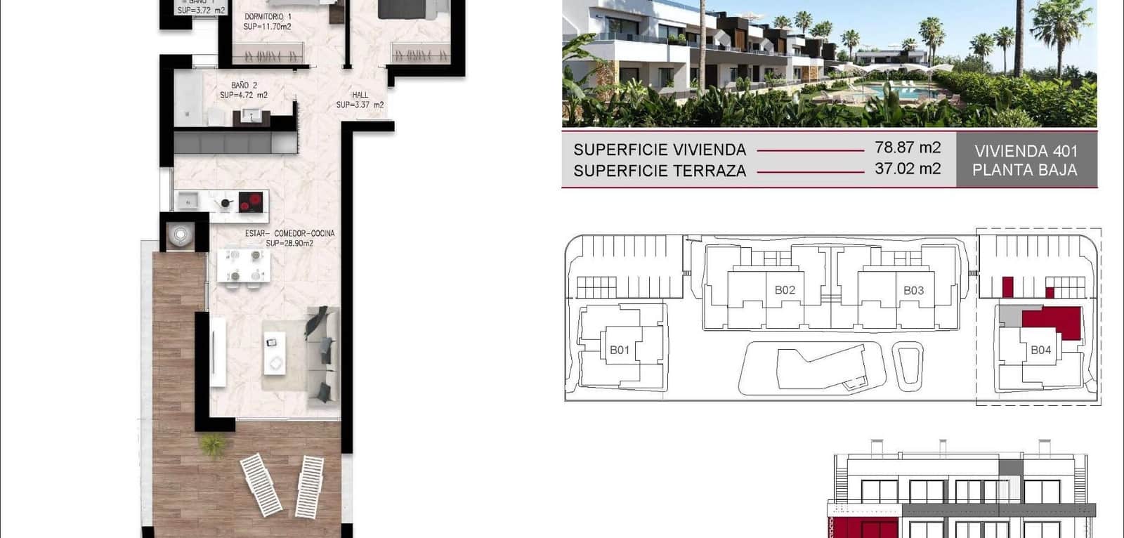 2 sovrum Bungalow till salu i Ciudad Quesada med pool - 314 000 € (Ref: 9944715)