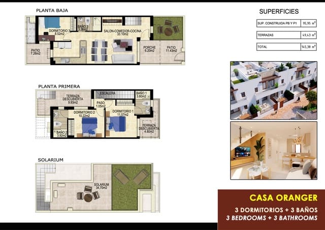 3 makuuhuone Huoneisto myytävänä paikassa Entre Naranjos, Orihuela mukana uima-altaan - 315 000 € (Ref: 9341856)