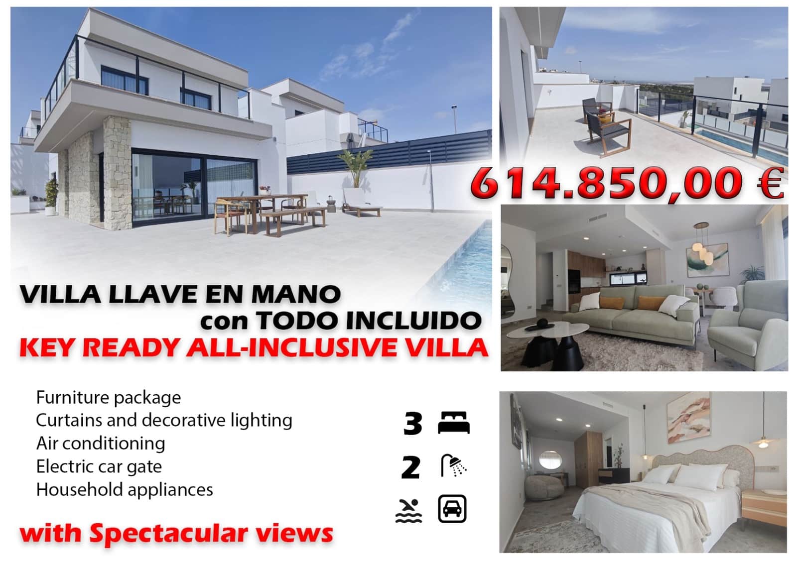 3 bedroom Villa for sale in San Miguel de Salinas with pool - € 649,000 (Ref: 9572338)