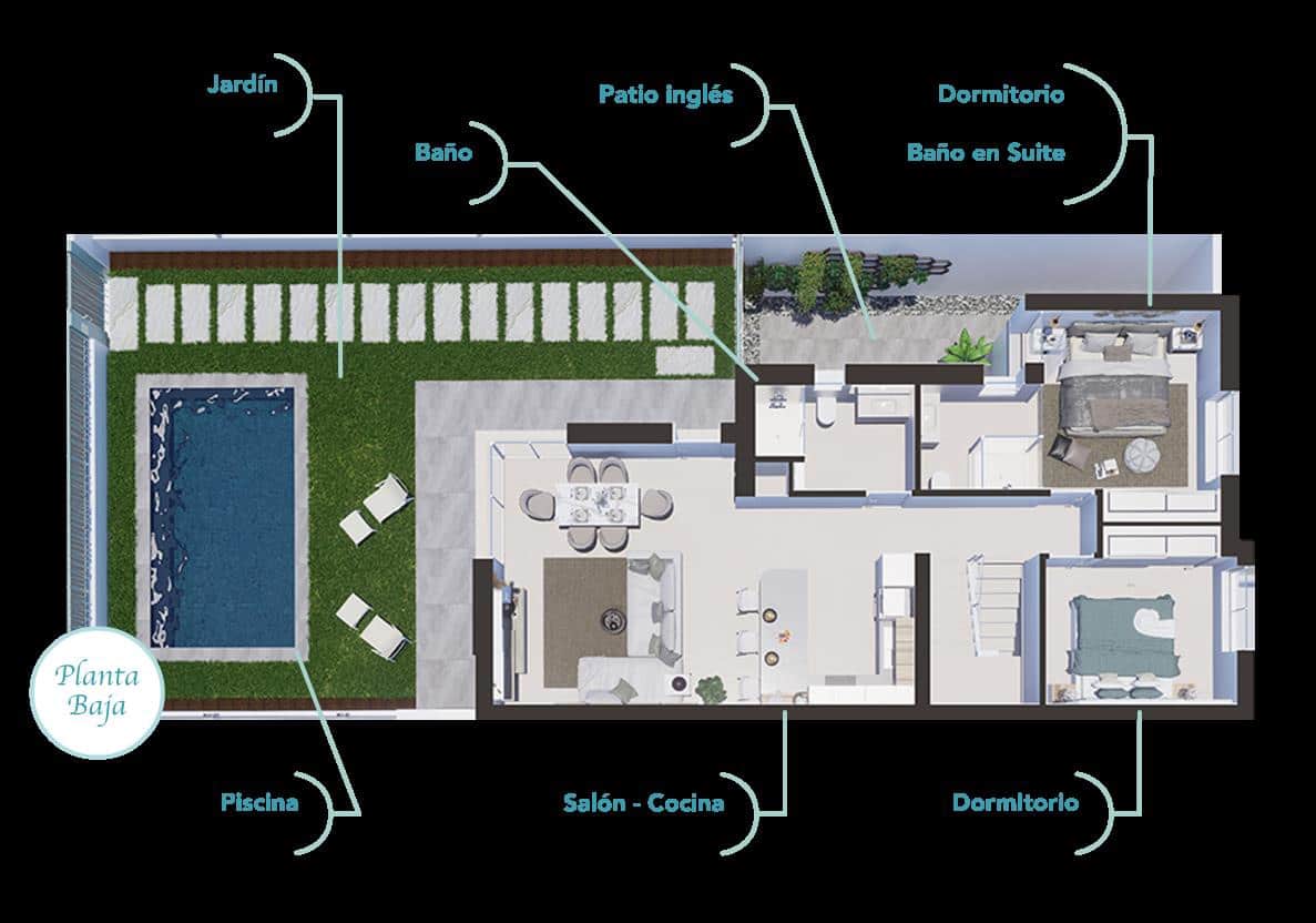 2 soveværelse Villa til salg i Los Alcazares med swimmingpool - € 467.000 (Ref: 9715624)