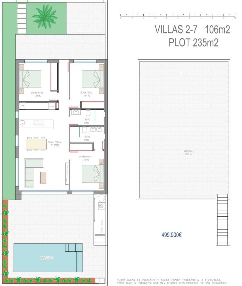 Chalet de 3 habitaciones en Los Alcázares en venta con piscina garaje - 499.900 € (Ref: 9813862)