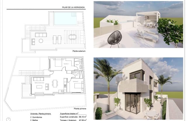 Bungalow de 2 habitaciones en Pilar de la Horadada ciudad, Pilar de la Horadada en venta con piscina - 369.000 € (Ref: 9439941)