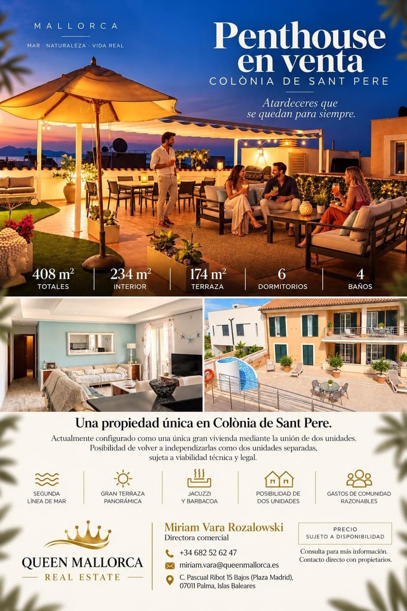 6 quarto Penthouse para venda em Colonia de Sant Pere / Colonia de San Pedro - 1 200 000 € (Ref: 10120257)