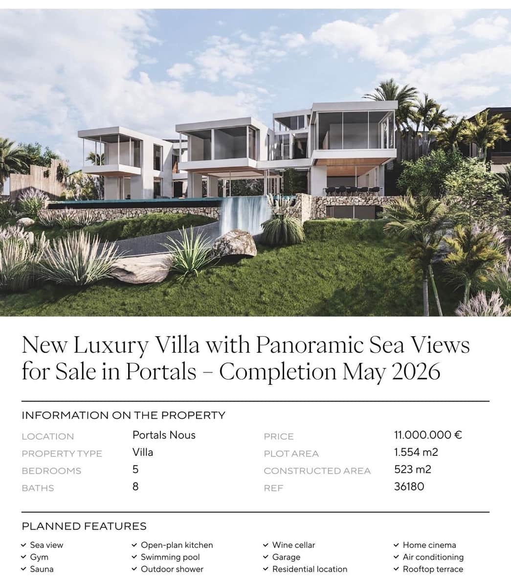 5 soveværelse Villa til salg i Portals Nous med garage - € 11.000.000 (Ref: 8597512)