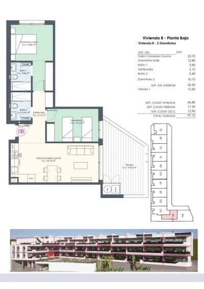 Apartamento de 2 habitaciones en Benijófar en venta con piscina - 294.000 € (Ref: 9896485)