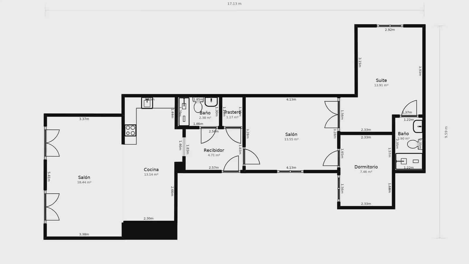 Appartement de 3 chambres à louer à Barcelone ville - 2 290 € (Ref: 10019379)