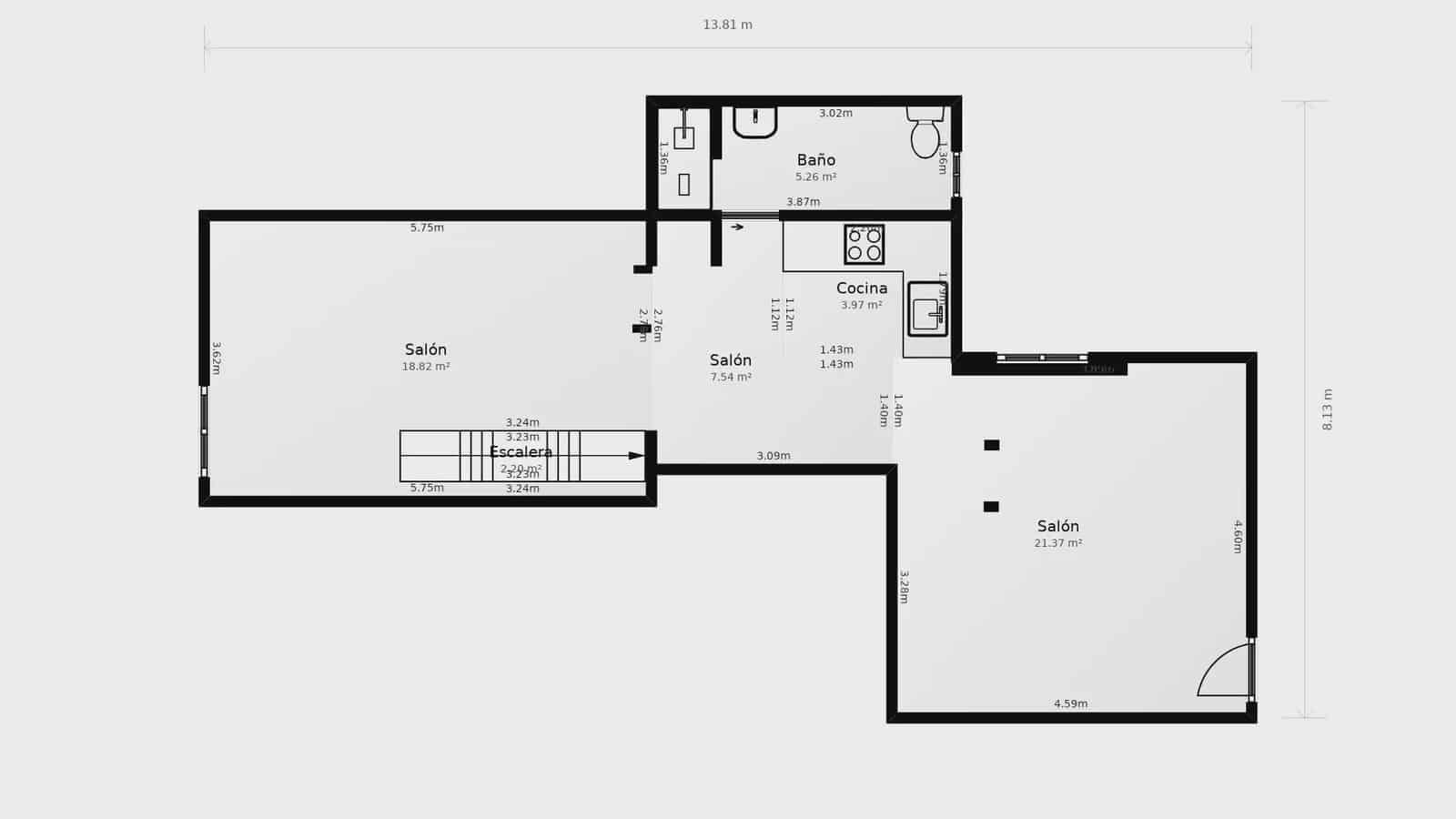 1 soveværelse Lejlighed til leje i Madrid by - € 1.400 (Ref: 10022895)
