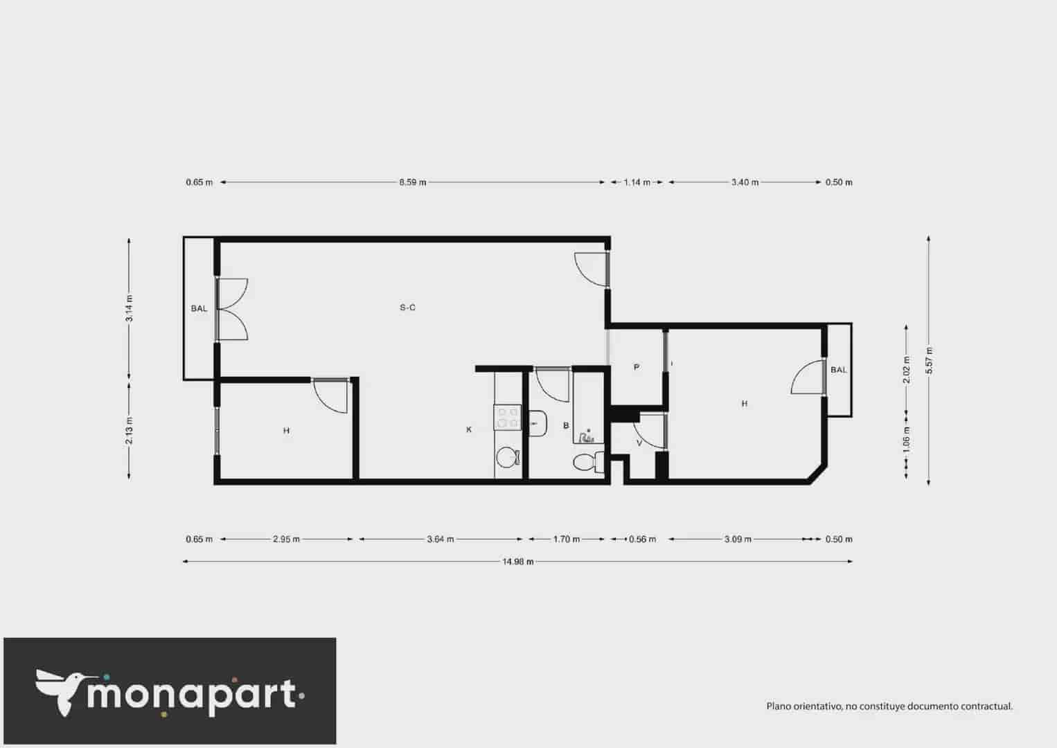 Appartement de 2 chambres à louer à Barcelone ville - 1 368 € (Ref: 10089929)