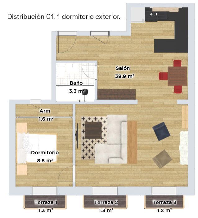 1 sypialnia Mieszkanie na sprzedaż w Miasto Madryt - 695 000 € (Ref: 9426532)