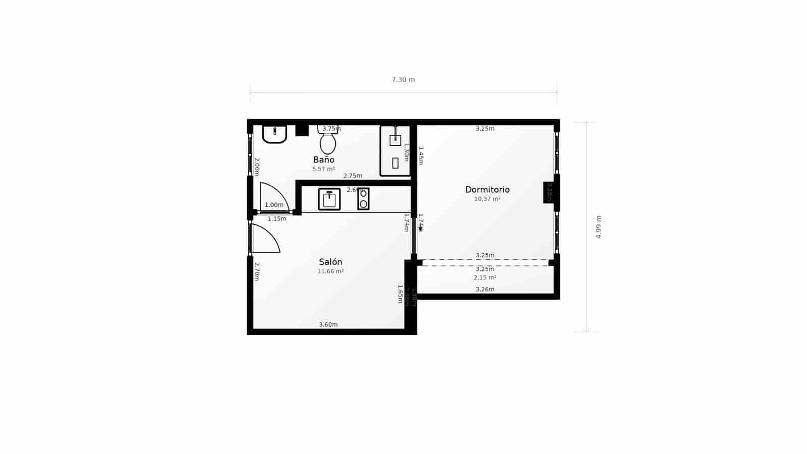 Piso de 1 habitación en Madrid ciudad en alquiler - 1.150 € (Ref: 9652407)