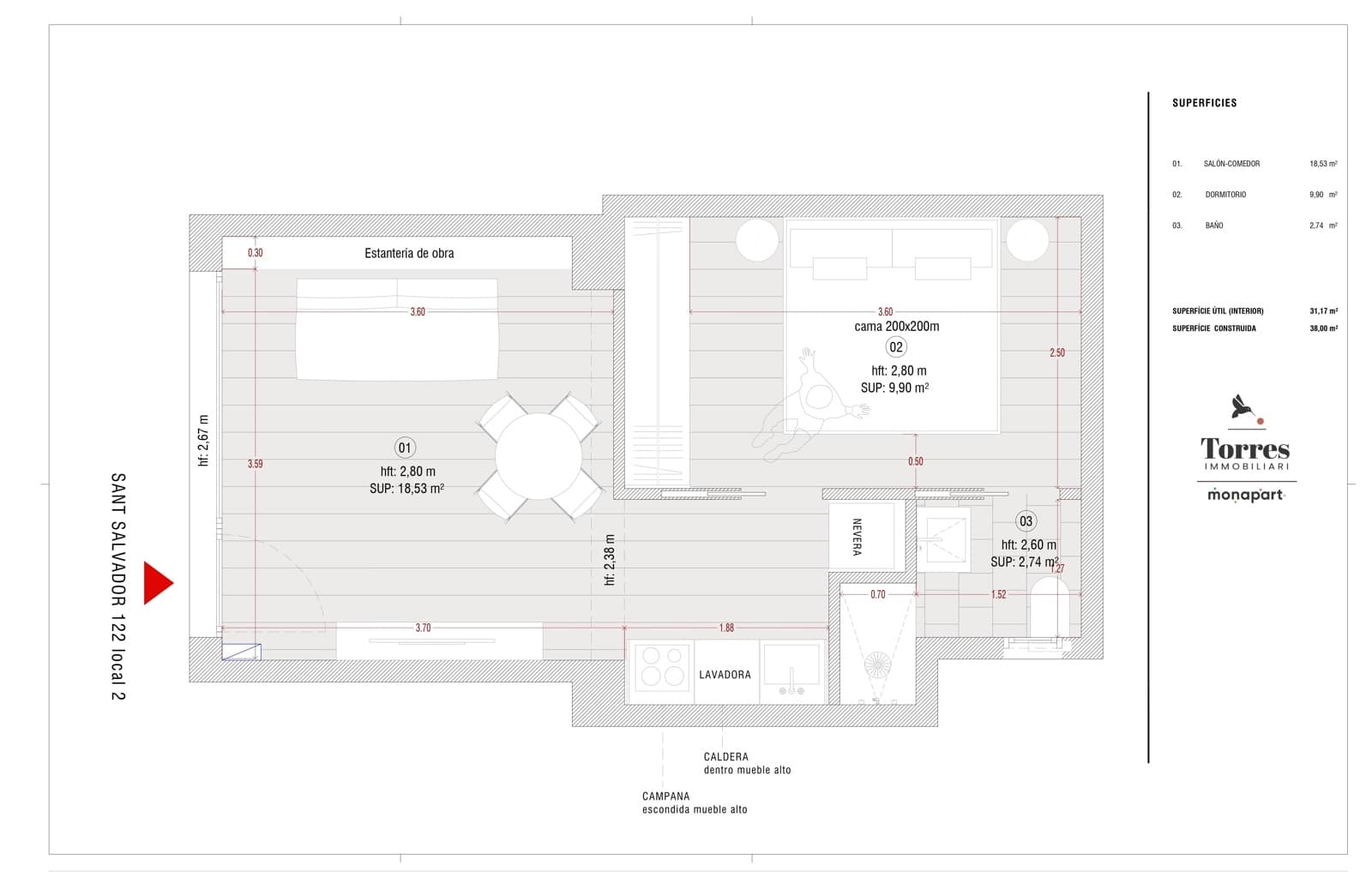 1 quarto Apartamento para venda em Barcelona cidade - 159 000 € (Ref: 9672761)