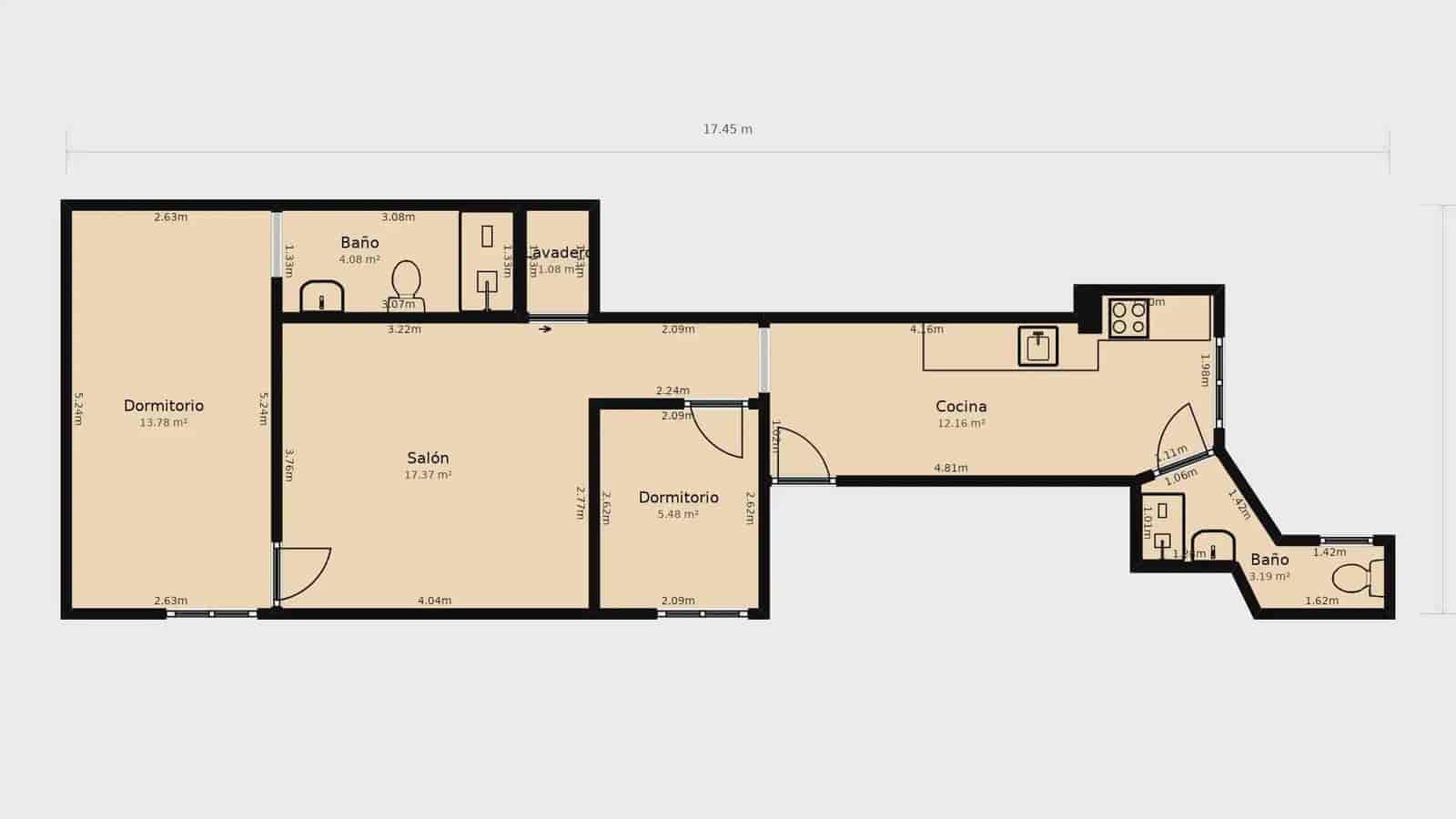 2 soveværelse Lejlighed til leje i Madrid by - € 2.400 (Ref: 9778898)
