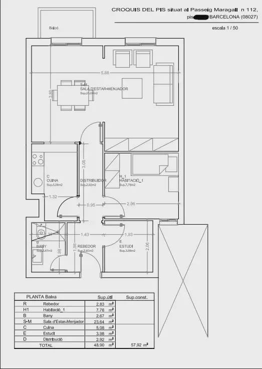 1 makuuhuone Asunto myytävänä paikassa Barcelona kaupunki - 295 000 € (Ref: 9789795)
