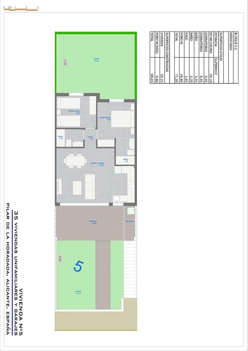 2 makuuhuone Bungalow myytävänä paikassa Pilar de la Horadada mukana uima-altaan 
autotalli - 250 900 € (Ref: 10119018)