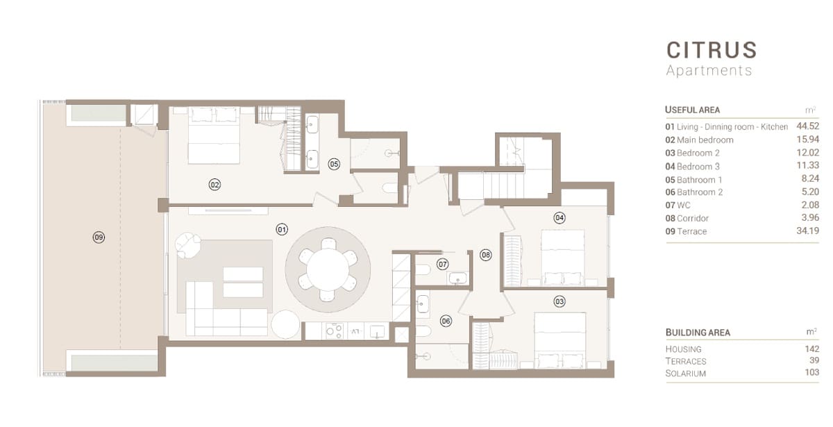 3 sovrum Takvåning till salu i Las Colinas Golf med pool garage - 935 000 € (Ref: 10060859)