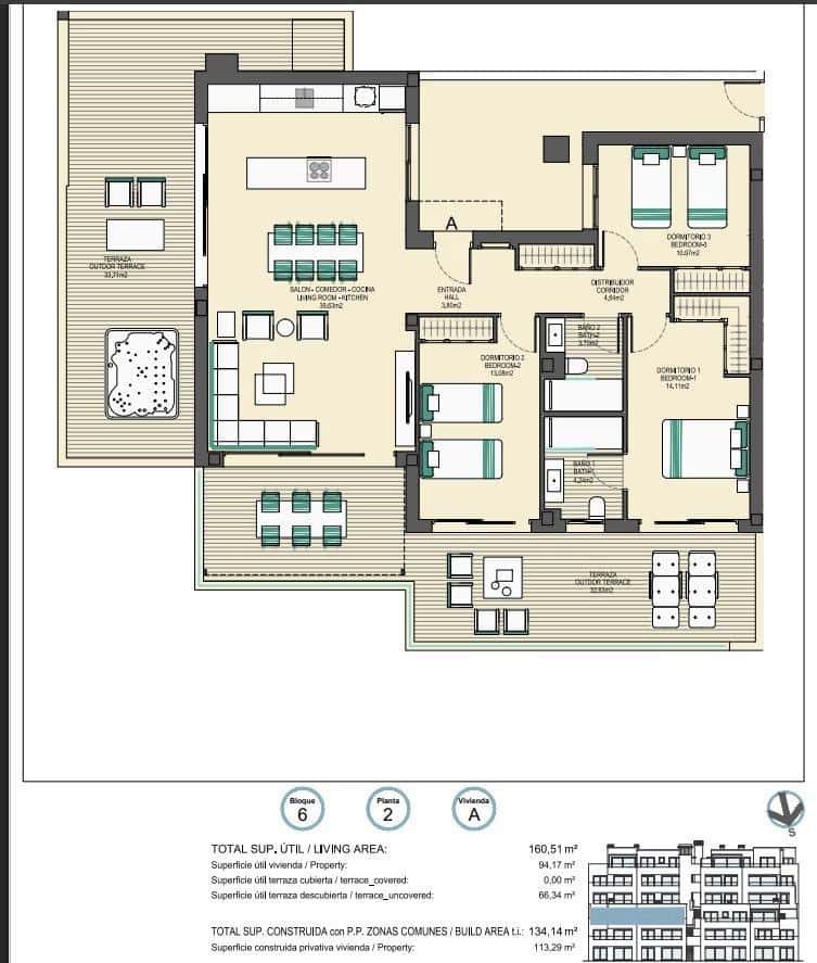 3 soveværelse Lejlighed til salg i Buenas Noches - € 530.000 (Ref: 9365504)
