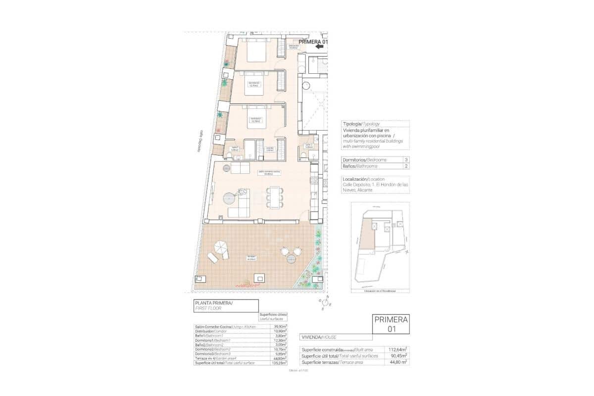 3 bedroom Apartment for sale in Hondon de las Nieves - € 280,000 (Ref: 9703974)