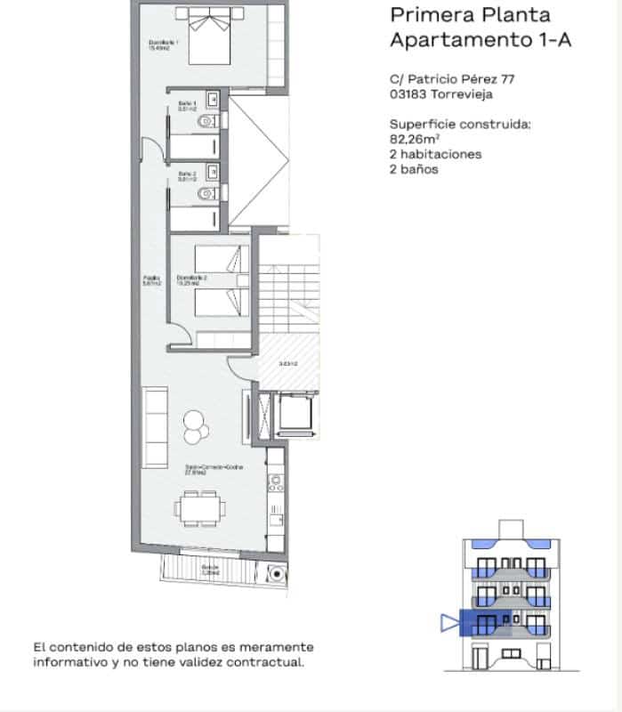 Apartamento de 2 habitaciones en Torrevieja en venta - 259.000 € (Ref: 9704093)