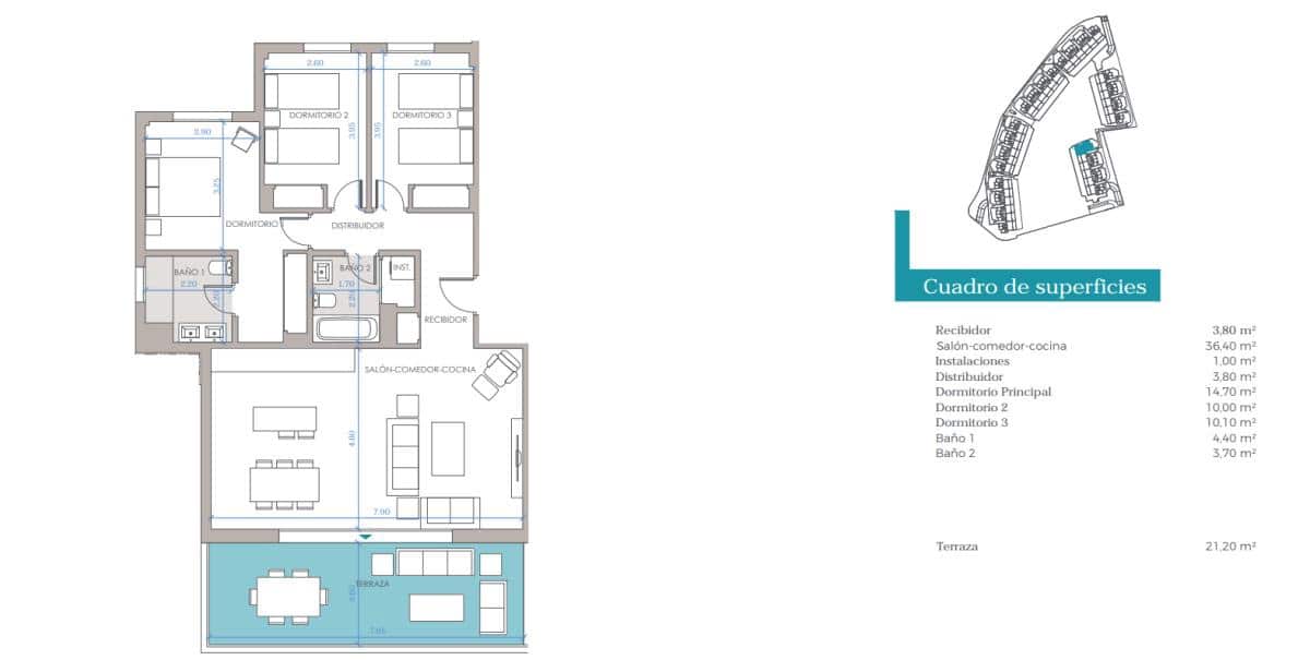 3 camera da letto Appartamento in vendita in Cancelada - 463.700 € (Rif: 9704351)