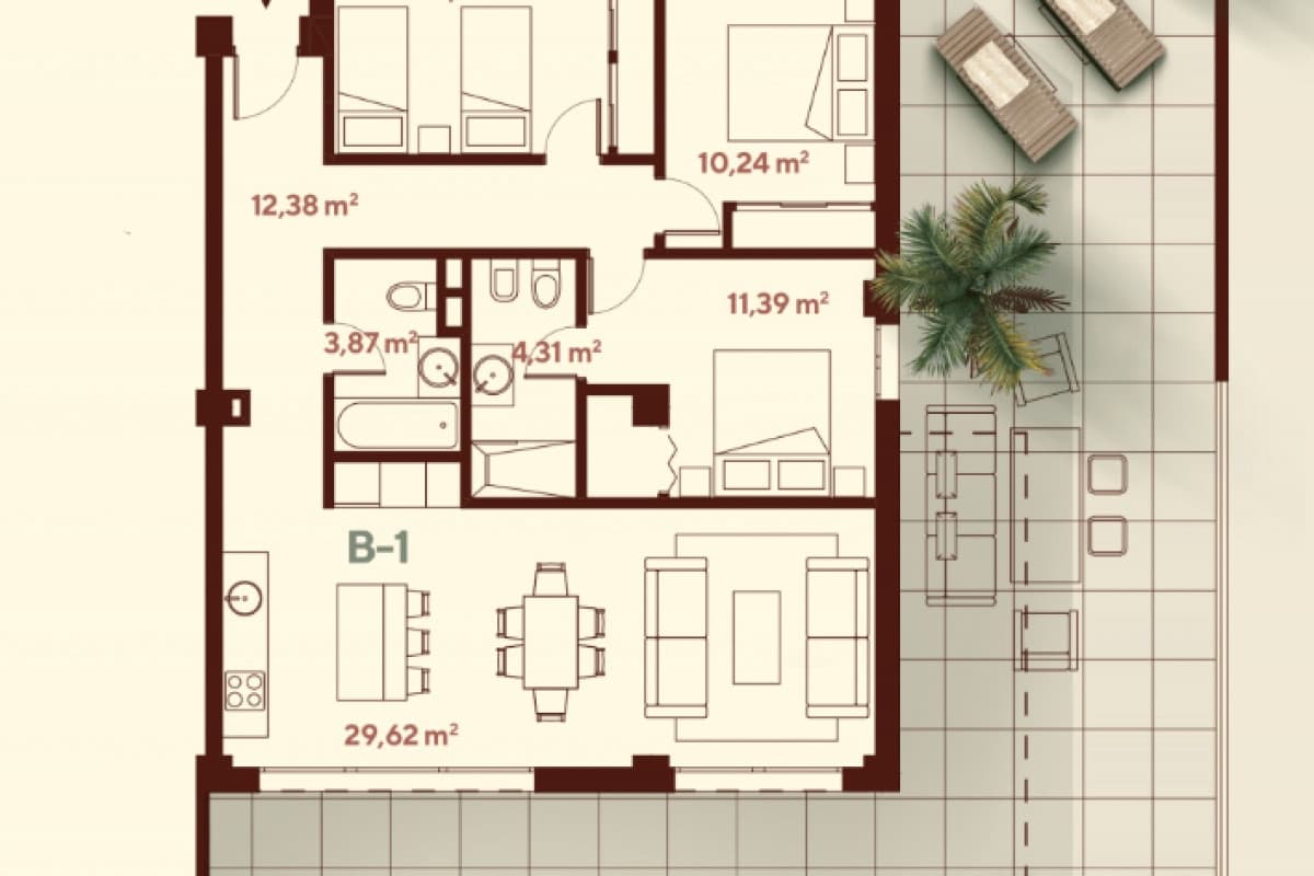 Apartamento de 3 habitaciones en Las Lagunas de Mijas en venta - 890.000 € (Ref: 9745190)