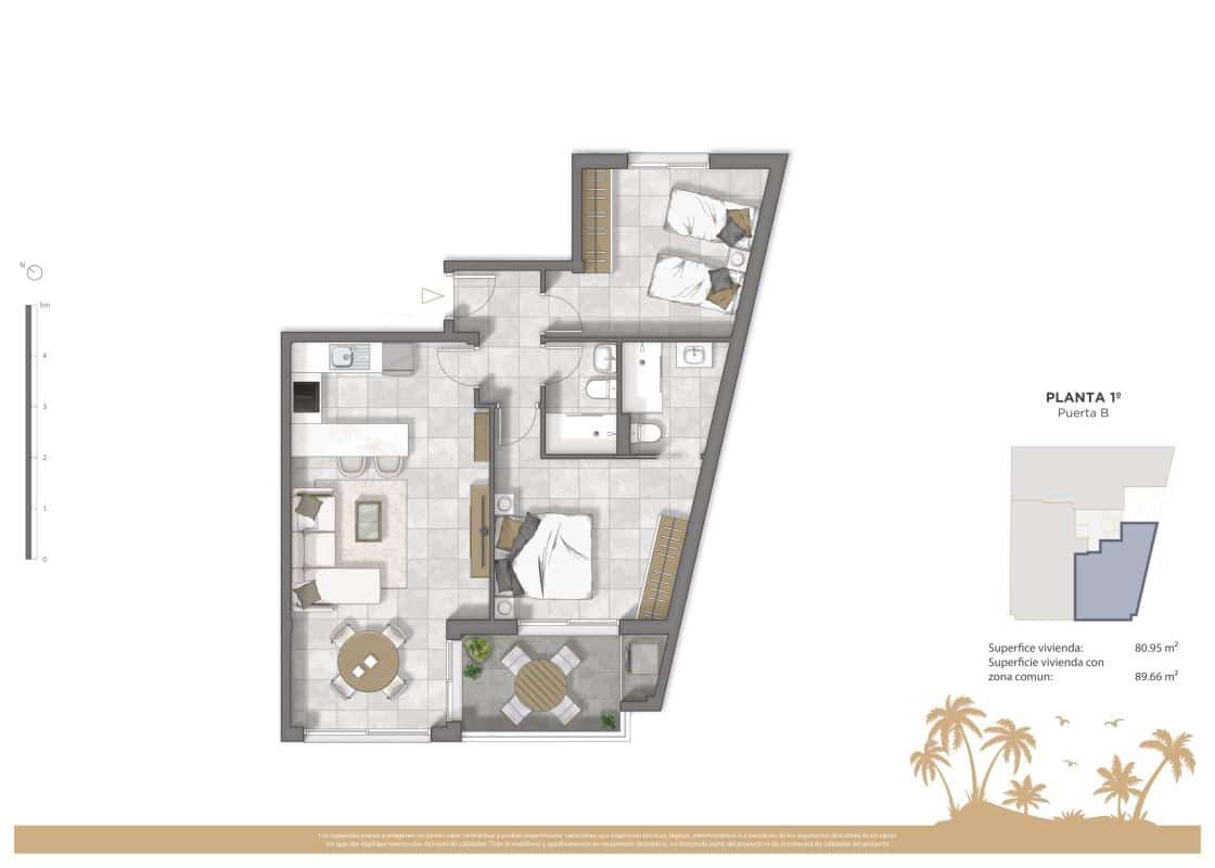 2 sypialnia Apartament na sprzedaż w Guardamar del Segura - 332 500 € (Ref: 9870500)