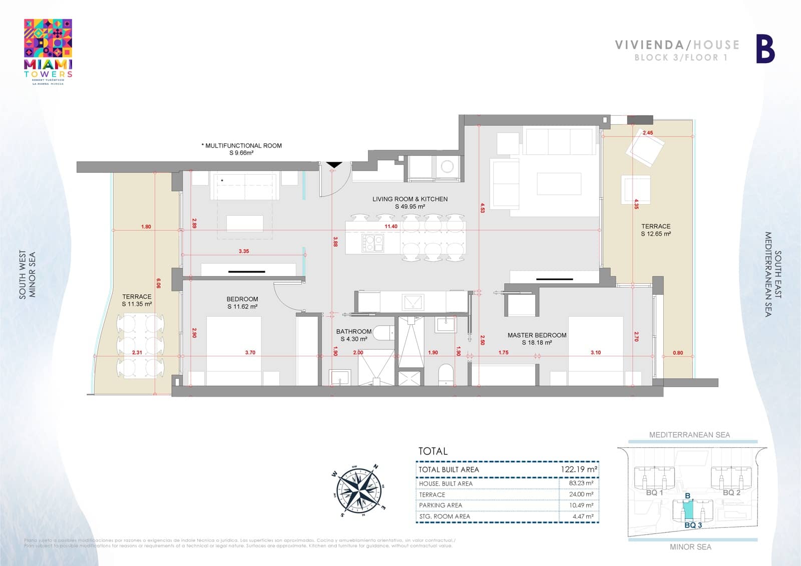 3 bedroom Apartment for sale in San Javier with pool garage - € 599,000 (Ref: 9403716)
