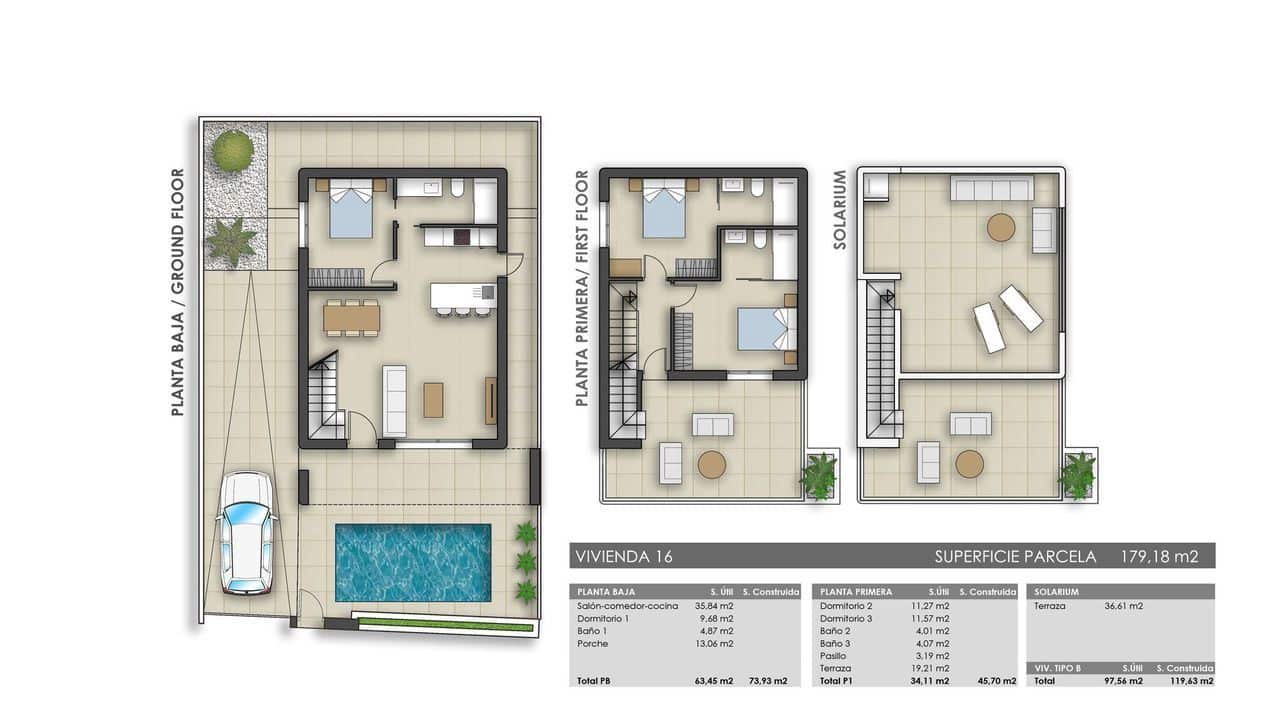 3 bedroom Villa for sale in Pilar de la Horadada with pool garage - € 469,000 (Ref: 9111854)