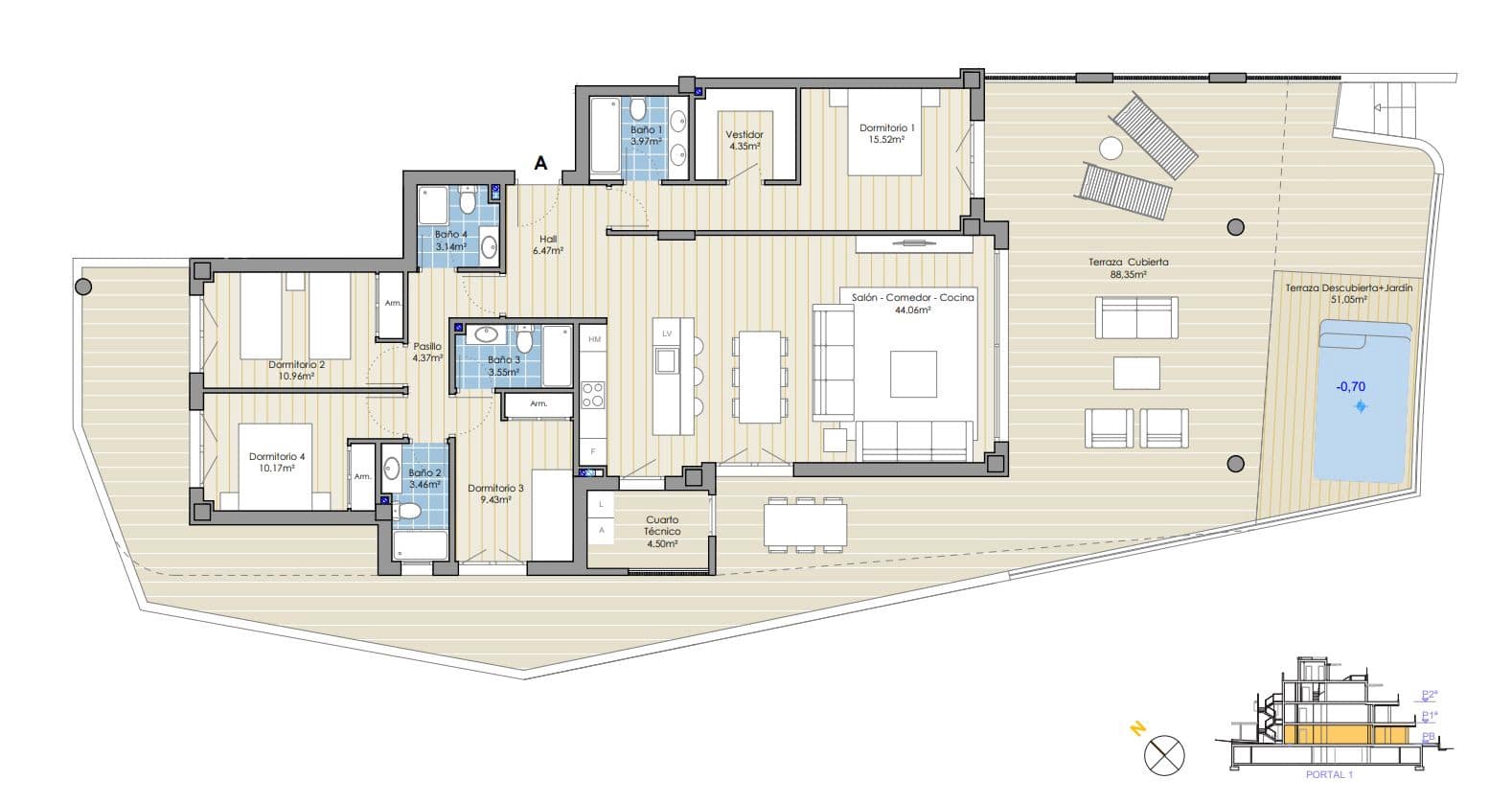3 quarto Apartamento para venda em Marbella com piscina - 1 250 000 € (Ref: 9431876)