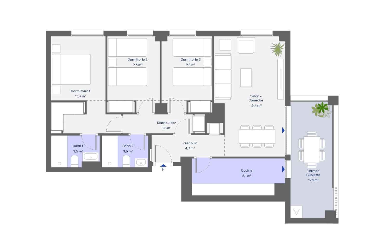 2 sypialnia Apartament na sprzedaż w Miasto Malaga z basenem - 319 000 € (Ref: 9431901)